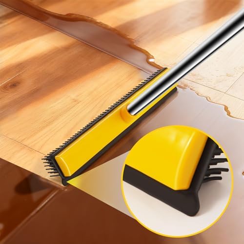 Escoba de Goma para Remover Pelo de Mascotas, Rastrillo para Alfombras con Limpiaparabrisas, Mango Largo de 52 Pulgadas, Doble Cara para Alfombra - imagen 5