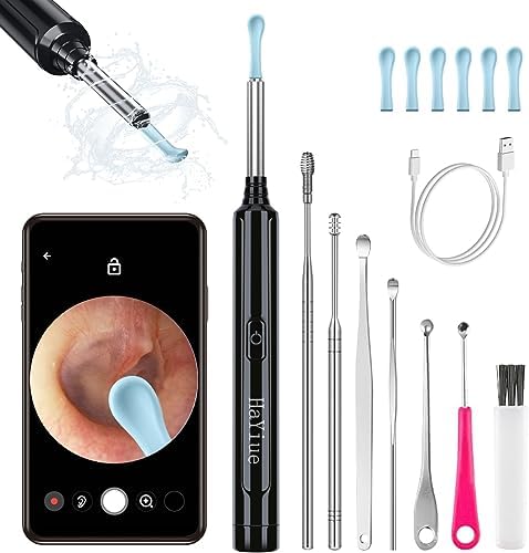 Kit de Remoción de Cerumen con Cámara, Otoscopio Inalámbrico 1296P FHD, 6 Luces LED, 6 Cucharas y Herramientas Tradicionales para iPhone, iPad y - imagen 1