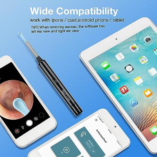 Kit de Remoción de Cerumen con Cámara, Otoscopio Inalámbrico 1296P FHD, 6 Luces LED, 6 Cucharas y Herramientas Tradicionales para iPhone, iPad y - imagen 5
