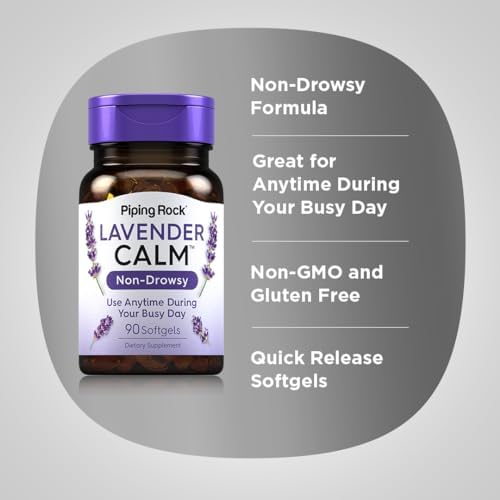 Píldoras Calmantes de Lavanda Piping Rock | 90 Softgels | Suplemento No Somnoliento | Sin GMO, Sin Gluten - imagen 4