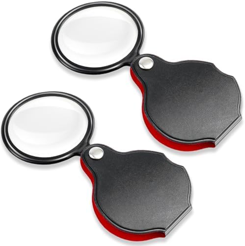 Juego de 2 Lentes de Aumento Pequeños 10X, Lupa de 1.97 in Plegable con Funda Protectora Rotativa de 360° para Lectura, Exploración y Inspección de - imagen 1