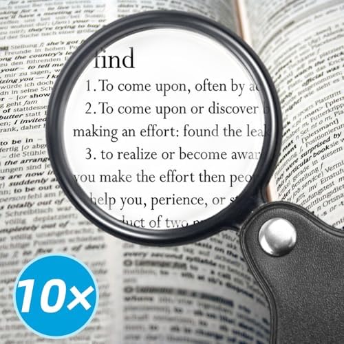 Juego de 2 Lentes de Aumento Pequeños 10X, Lupa de 1.97 in Plegable con Funda Protectora Rotativa de 360° para Lectura, Exploración y Inspección de - imagen 6