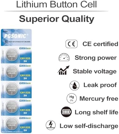 Batería de Litio PGSONIC CR1225 3V (Paquete de 5 Piezas) - imagen 2