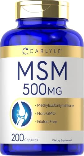 Cápsulas de Suplemento Carlyle MSM | 500mg | 200 Contenido | Fórmula Sin OGM y Libre de Gluten | Metilsulfonilmetano - imagen 1