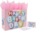 Set de Bolsa de Regalo Extra Grande de 16.5” Wishinside para Cumpleaños, con Tarjeta, Papel de Seda y Calcomanías, Diseño de Globos Coloridos, 1 Pz - imagen 1