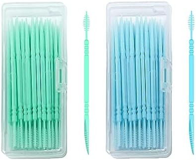 Palillos de Dientes, Palillos Dentales con Cerdas, Palillos Duales Desechables, Paquete Portátil (40 Contenido × 2 Paquetes) - imagen 1