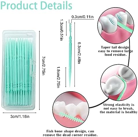 Palillos de Dientes, Palillos Dentales con Cerdas, Palillos Duales Desechables, Paquete Portátil (40 Contenido × 2 Paquetes) - imagen 2