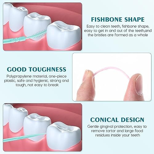 Palillos de Dientes, Palillos Dentales con Cerdas, Palillos Duales Desechables, Paquete Portátil (40 Contenido × 2 Paquetes) - imagen 3