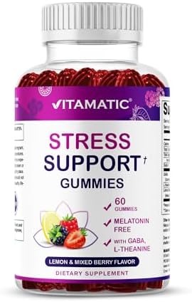 Gomitas Vitamatic para Alivio del Estrés con GABA, L-Teanina y Melisa – Sabor Limón y Frutos Rojos – 60 Gomitas – Veganas, Sin OGM, Sin Gluten - imagen 1