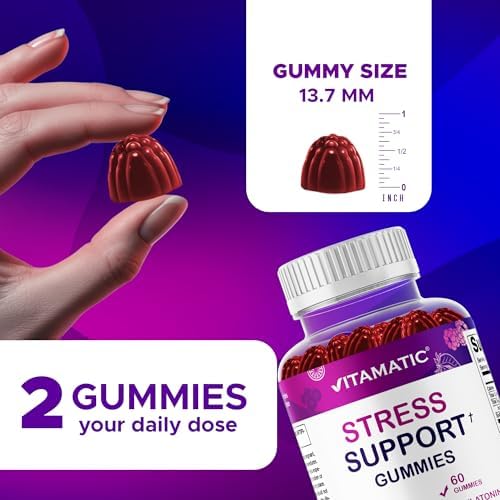 Gomitas Vitamatic para Alivio del Estrés con GABA, L-Teanina y Melisa – Sabor Limón y Frutos Rojos – 60 Gomitas – Veganas, Sin OGM, Sin Gluten - imagen 3