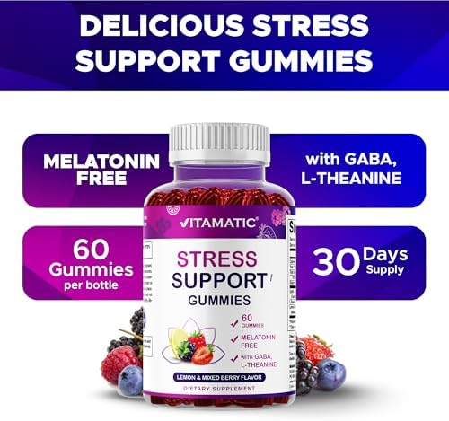 Gomitas Vitamatic para Alivio del Estrés con GABA, L-Teanina y Melisa – Sabor Limón y Frutos Rojos – 60 Gomitas – Veganas, Sin OGM, Sin Gluten - imagen 4