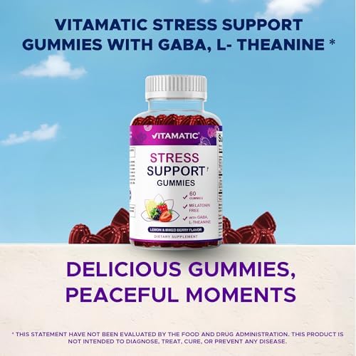 Gomitas Vitamatic para Alivio del Estrés con GABA, L-Teanina y Melisa – Sabor Limón y Frutos Rojos – 60 Gomitas – Veganas, Sin OGM, Sin Gluten - imagen 6