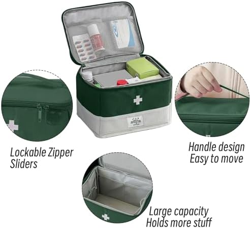 Organizador de Bolsa de Medicina XPAPOV, Bolsa Médica Portátil Vacía para Hogar, Viajes, Camping, Coche, Senderismo y Emergencias al Aire Libre - imagen 3