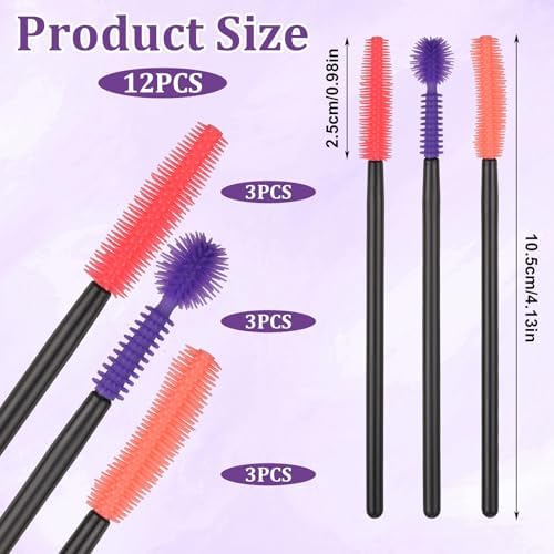 Juego de 12 Cepillos de Silicón para Limpieza de Rincones y Grietas - 3 Estilos para Máquina de Coser, Teclado y Espacios Pequeños, Naranja, Morado y - imagen 2