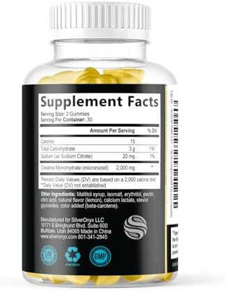 Gomitas de Creatina - 1000 MG (1g) de Creatina Monohidratada por Gummy - Mejor Creatina Micronizada, Sin Azúcar - 60 Gomitas de Limón para Hombres y - imagen 8