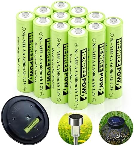 Baterías Recargables AAA Henreepow, 1.2v Ni-MH, Bajas Descargas, Pre-Cargadas, 600mAh - Paquete de 12 para Luces Solares de Jardín - imagen 1