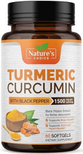 Suplemento de Cúrcuma y Curcumina con BioPerine - Extracto de Pimienta Negra para Absorción Avanzada - 60 Softgels Antioxidantes para Mujeres y - imagen 1