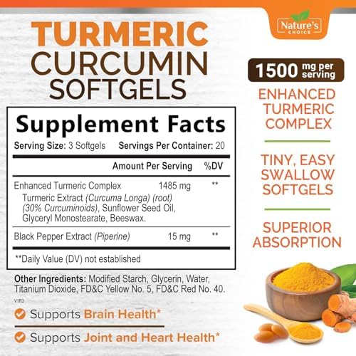 Suplemento de Cúrcuma y Curcumina con BioPerine - Extracto de Pimienta Negra para Absorción Avanzada - 60 Softgels Antioxidantes para Mujeres y - imagen 2
