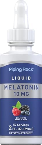 Piping Rock Melatonina Líquida 10mg | 2 fl oz | Gotas de Sabor Berry | Suplemento para Adultos Sin OGM y Sin Gluten - imagen 1