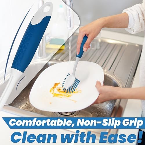PHYEX Juego de 2 Cepillos para Platos con Raspador, Cepillo de Cocina con Cerdas de Nylon, Ideal para Sartenes, Fregadero y Baño - imagen 4