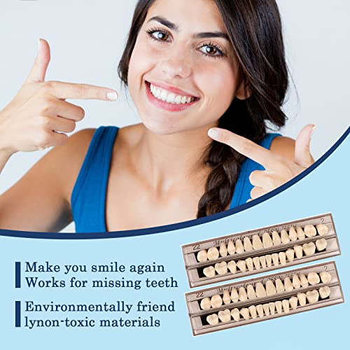 56 Piezas de Dientes Falsos, 2 Juegos de Dientes Sintéticos de Polímero, 22 Tonos A2 para Dentaduras Superiores e Inferiores, Reemplazo, DIY o - imagen 2