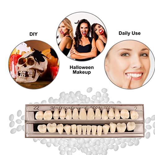 56 Piezas de Dientes Falsos, 2 Juegos de Dientes Sintéticos de Polímero, 22 Tonos A2 para Dentaduras Superiores e Inferiores, Reemplazo, DIY o - imagen 6