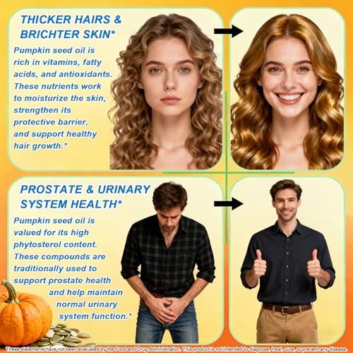 Aceite de Semilla de Calabaza con Extracto de Saw Palmetto - Gotas Líquidas que Apoyan el Crecimiento del Cabello, Salud Prostática y Urinaria | - imagen 4