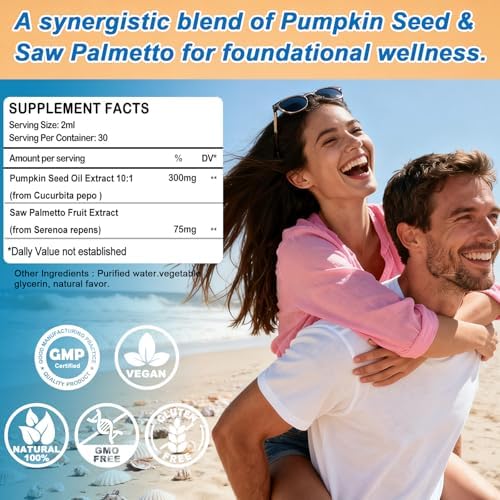 Aceite de Semilla de Calabaza con Extracto de Saw Palmetto - Gotas Líquidas que Apoyan el Crecimiento del Cabello, Salud Prostática y Urinaria | - imagen 7