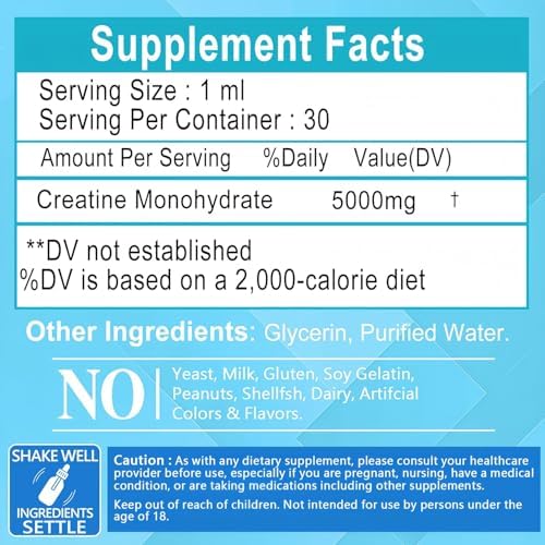 Gotas Líquidas de Creatina - 98% de Absorción Alta - Creatina Monohidratada 5000mg para Hombres y Mujeres - Aumenta Fuerza Muscular, Energía y - imagen 7
