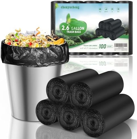Bolsas de Basura Biodegradables Negras de 10 Litros - 100 Piezas para Baño, Cocina, Oficina y Auto - Chenyucheng - imagen 1