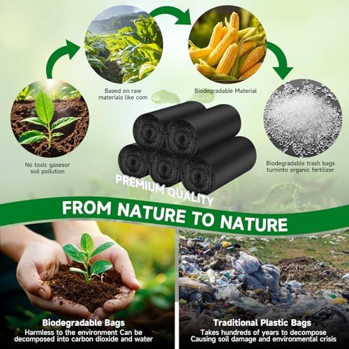 Bolsas de Basura Biodegradables Negras de 10 Litros - 100 Piezas para Baño, Cocina, Oficina y Auto - Chenyucheng - imagen 2