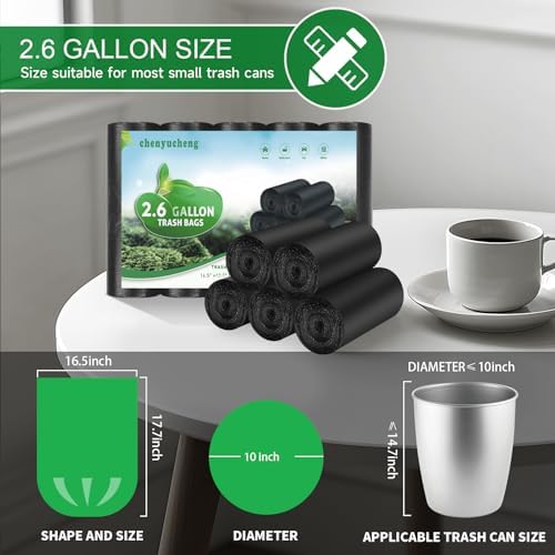 Bolsas de Basura Biodegradables Negras de 10 Litros - 100 Piezas para Baño, Cocina, Oficina y Auto - Chenyucheng - imagen 3