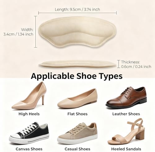 Plantillas Antideslizantes THSTOIC para Zapatos Grandes (4 Pares), Cojines y Protectores Adhesivos para Talones, Ideal para Botas, Zapatillas y Flats - imagen 2