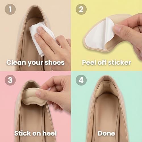 Plantillas Antideslizantes THSTOIC para Zapatos Grandes (4 Pares), Cojines y Protectores Adhesivos para Talones, Ideal para Botas, Zapatillas y Flats - imagen 5