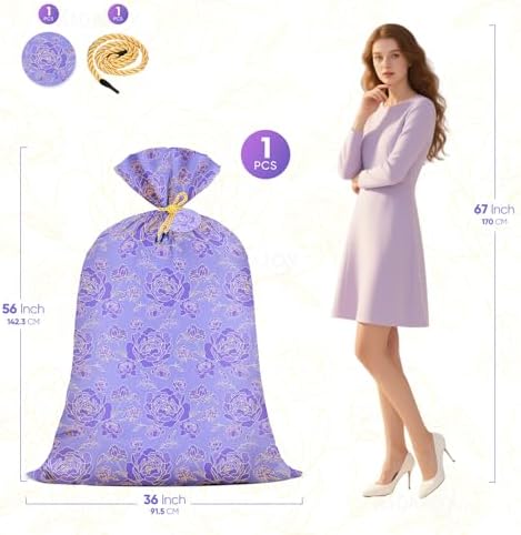 Bolsa de Regalo Jumbo KIDAJOY Extra Grande de Flores Moradas 36x56 Pulgadas para Mujeres y Niñas - Cumpleaños, Día de las Madres, Bodas y Fiestas - imagen 2