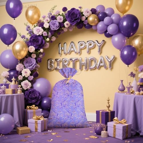 Bolsa de Regalo Jumbo KIDAJOY Extra Grande de Flores Moradas 36x56 Pulgadas para Mujeres y Niñas - Cumpleaños, Día de las Madres, Bodas y Fiestas - imagen 4