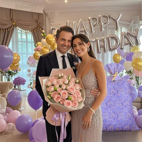 Bolsa de Regalo Jumbo KIDAJOY Extra Grande de Flores Moradas 36x56 Pulgadas para Mujeres y Niñas - Cumpleaños, Día de las Madres, Bodas y Fiestas - imagen 5