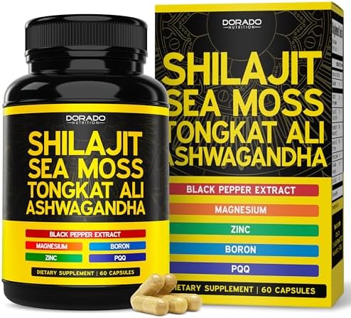 Suplemento de Shilajit para Hombres y Mujeres con Musgo Marino, Ashwagandha, Tongkat Ali, Boro, Zinc, PQQ, Pimienta Negra y Magnesio - Ácido Fulvico - imagen 1