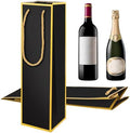 Bolsas de Regalo para Vino 2 PZS, Bolsas de Lujo para Botellas de Vino Reutilizables con Estampado en Foil Dorado, 4X 4X 13.8 para Fiestas y Bodas - imagen 1