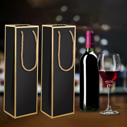 Bolsas de Regalo para Vino 2 PZS, Bolsas de Lujo para Botellas de Vino Reutilizables con Estampado en Foil Dorado, 4X 4X 13.8 para Fiestas y Bodas - imagen 7