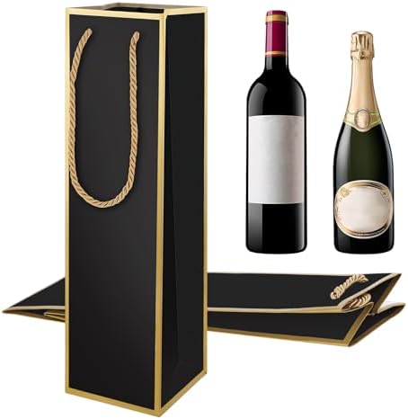 Bolsas de Regalo para Vino 2 PZS, Bolsas de Lujo para Botellas de Vino Reutilizables con Estampado en Foil Dorado, 4X 4X 13.8 para Fiestas y Bodas - imagen 8