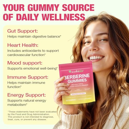 Suplemento de Berberina NIFEISHI, Gomitas Veganas Sin Azúcar con Canela de Ceilán y Cardo Mariano para Metabolismo, Energía y Salud Digestiva - Sabor - imagen 6