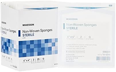 Esponjas No Tejidas McKesson, Estériles, 6 Capas, Poliéster/Rayon, 4 in x 4 in, 2 por Paquete, 25 Paquetes, 50 en Total - imagen 1