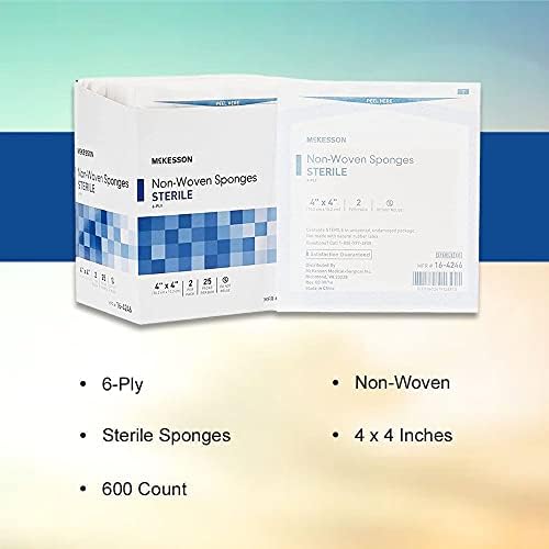 Esponjas No Tejidas McKesson, Estériles, 6 Capas, Poliéster/Rayon, 4 in x 4 in, 2 por Paquete, 25 Paquetes, 50 en Total - imagen 2