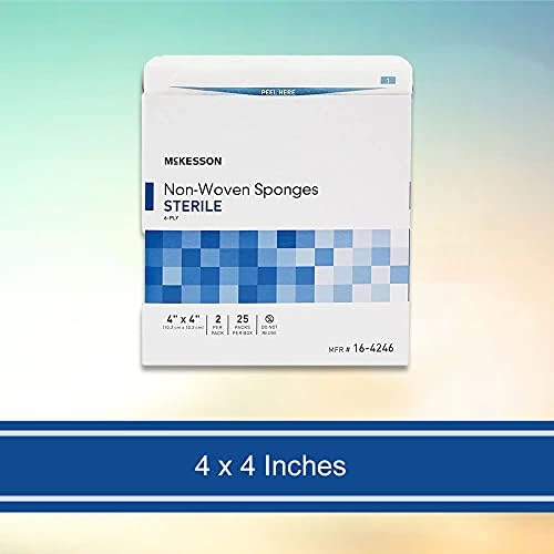 Esponjas No Tejidas McKesson, Estériles, 6 Capas, Poliéster/Rayon, 4 in x 4 in, 2 por Paquete, 25 Paquetes, 50 en Total - imagen 4