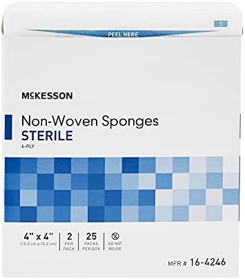 Esponjas No Tejidas McKesson, Estériles, 6 Capas, Poliéster/Rayon, 4 in x 4 in, 2 por Paquete, 25 Paquetes, 50 en Total - imagen 7