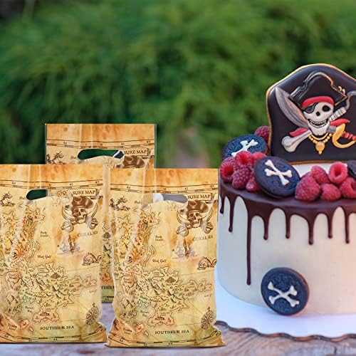 Yinder 100 Pzs Bolsas de Regalo Pirata para Dulces, Fiestas Temáticas Náuticas y Cumpleaños, Mapas del Tesoro y Celofán - imagen 4