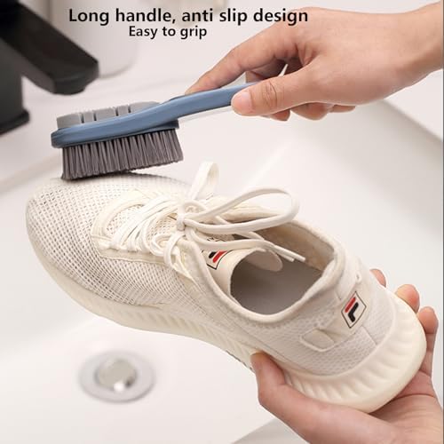 Cepillo de Limpieza de Doble Cara para Manchas - Paquete de 2, Mango Largo, Cerdas Suaves, Ideal para Ropa, Zapatos y Suelas - imagen 3