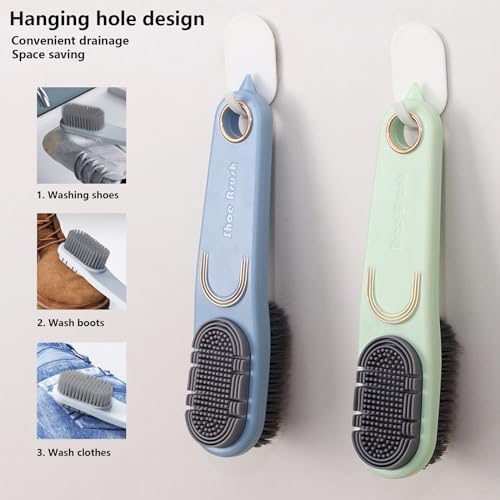 Cepillo de Limpieza de Doble Cara para Manchas - Paquete de 2, Mango Largo, Cerdas Suaves, Ideal para Ropa, Zapatos y Suelas - imagen 6