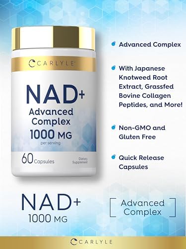 Suplemento Carlyle NAD+ para Mujeres y Hombres | 1000 mg | 60 Cápsulas | Complejo Avanzado con Resveratrol y Colágeno | Sin OGM y Libre de Gluten - imagen 4